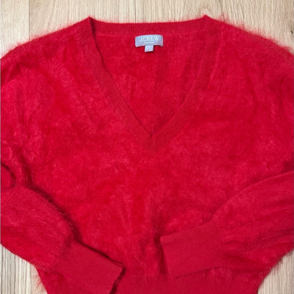 J. Crew Red Brushed Cashmere Sweater